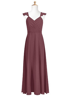 Azazie Emily Junior Sangria A-Line Ruched Chiffon Dress image5