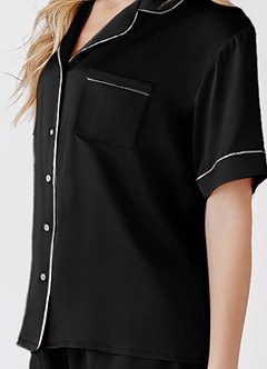 front 100% Washable Silk Pajama Short Sleeve Top