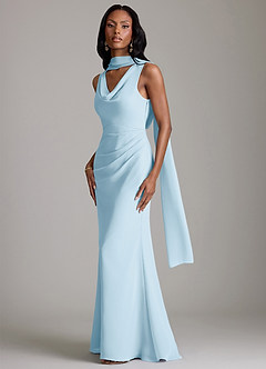 Azazie Linelle Bridesmaid Dresses Sky Blue Mermaid Pleated Chiffon Dress image4
