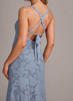 Azazie Aliza Bridesmaid Dresses Dusty Blue A-Line Floral Burnout Dress image6