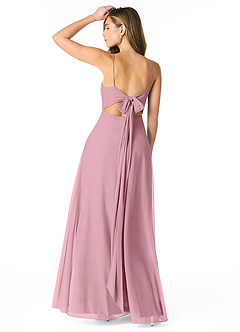 Azazie Rae Final Sale Vintage Mauve A-Line Bow Mesh Dress image2
