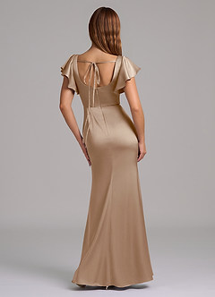 Azazie Elkie 신부 들러리 드레스 인어 스퀘어 네크라인 스트레치 새틴 바닥 길이 드레스 image2