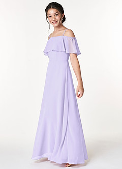 Azazie Maggie Junior Lilac A-Line Off the Shoulder Chiffon Dress image5