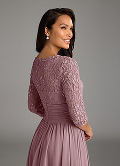 Azazie Olga Mother of the Bride Dresses Dusty Rose A-Line Lace Chiffon Dress image6
