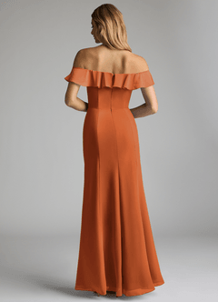 Azazie Sophie Bridesmaid Dresses Cinnamon A-Line Off the Shoulder Chiffon Convertible Dress image3