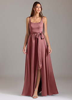 Azazie Elliott Bridesmaid Dresses Amethyst A-Line with Pockets Stretch Satin Dress image3