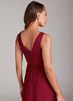 Azazie Nelly Bridesmaid Dresses Burgundy A-Line Pleated Chiffon Dress image7