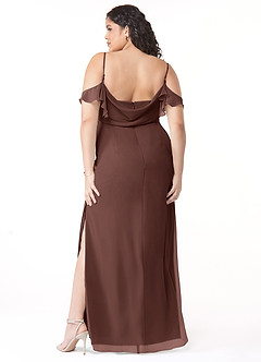 Azazie Emeralda Bridesmaid Dresses Espresso Sheath Off the Shoulder Chiffon Dress image8
