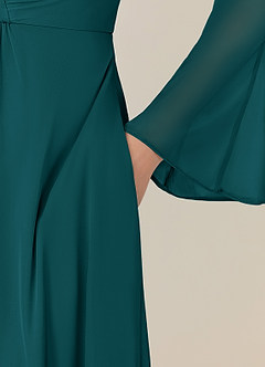 Azazie Teraso Mother of the Bride Dresses Peacock A-Line Pleated Mesh Dress image8