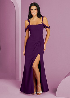 Barbie ♥ Azazie Brautjungfernkleider A-Linie Schulterfrei Chiffon Kleid Traube image1