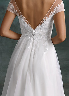 Azazie Bellisima Wedding Dresses Diamond White A-Line V-Neck Tulle Dress image7
