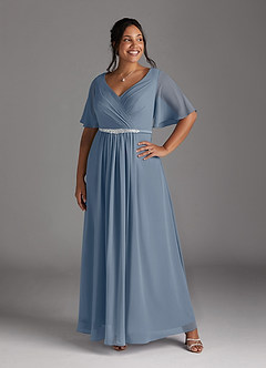 Azazie Tricia Mother of the Bride Dresses Twilight A-Line V-Neck Pleated Chiffon Dress image10