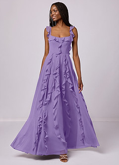 Barbie ♥ Azazie Robes de demoiselle d'honneur Robe Trapèze en Mousseline de soie avec poches Tahiti image1