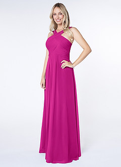 Azazie Kaleigh Bridesmaid Dresses Fuchsia A-Line Pleated Chiffon Dress image3