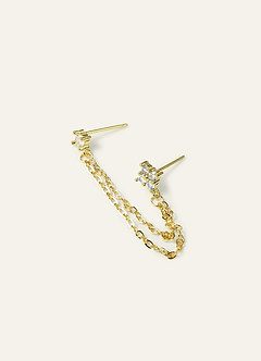 front 14K Gold Plated Birthstone Dangle Earrings