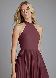 Azazie Keita Abiti da Damigella Abito A-Line in Chiffon Plissettato Sangria image6