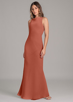Azazie Allettie Final Sale Clay Mermaid Chiffon Dress image3