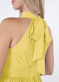 Azazie Iman Bridesmaid Dresses Canary A-Line A-Line Ruched Chiffon Dress image7