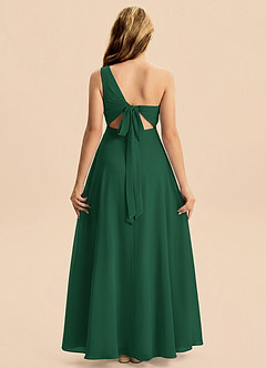 Azazie Phaedra Junior Dark Green A-Line Pleated Chiffon Dress image2