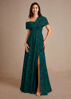 Azazie Milton Abiti per la Madre della Sposa Abito A-Line in Burnout Floreale Plissettato Pino image4