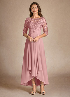 Azazie Marietta vestidos de madre de la novia Vestido Rosa Polvorienta de Encaje de Corte en A image4