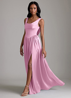 Azazie Novi Bridesmaid Dresses Candy Pink A-Line with Pockets Stretch Satin Dress image6