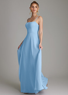 Azazie Elita Bridesmaid Dresses Powder Blue A-Line Pleated Chiffon Dress image6