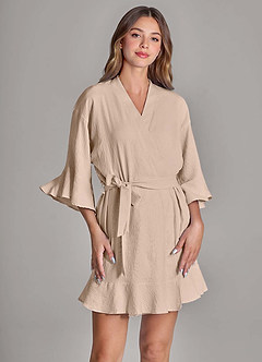 front Bijpassende kleur 2-delige geplooide wolkenzachte badjas en slipset