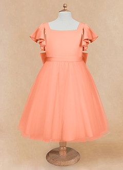 Azazie Kaeya Flower Girl Dresses Sunset A-Line Bow Tulle Dress image5