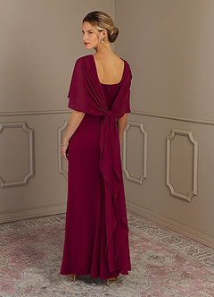 Azazie Dion Mother of the Bride Dresses Burgundy Sheath Scoop Stretch Crepe Dress image5