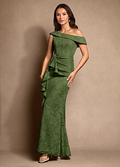 Azazie Hamptons Moeder van de bruid jurken A-Lijn Jurk van Bloemen Burn-out Geplooid Olijf image5