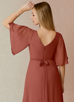 Azazie Cierra Bridesmaid Dresses Auburn A-Line V-Neck Chiffon Dress image8