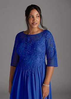 Azazie Mirielle Mother of the Bride Dresses Royal Blue A-Line Scoop Lace Chiffon Dress image12