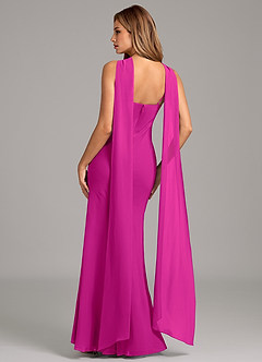 Azazie Kinsley Bridesmaid Dresses Fuchsia Mermaid Pleated Chiffon Dress image2