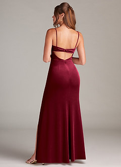 Azazie Leonis Bridesmaid Dresses Burgundy Mermaid Strapless Velvet Dress image5