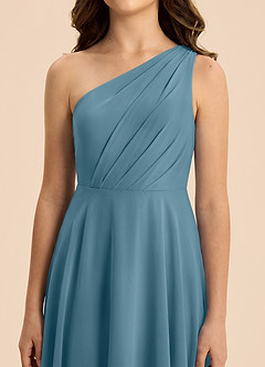 Azazie Phaedra Junior Bermuda A-Line Pleated Chiffon Dress image7