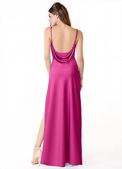 Azazie Alaija Brautjungfernkleider Meerjungfrau-Linie Seitliche Cut-Outs Stretch-Satin Kleid Fuchsia image4