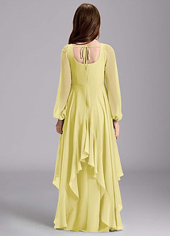 Azazie Clara Junior Lemon Sorbet A-Line Blouson Chiffon Dress image2
