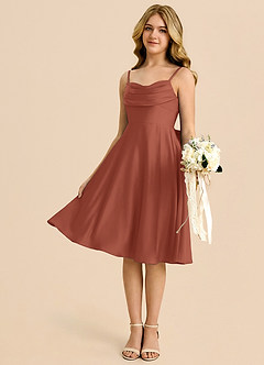 Azazie Bear Junior Auburn A-Line Sweetheart Neckline Stretch Satin Dress image4