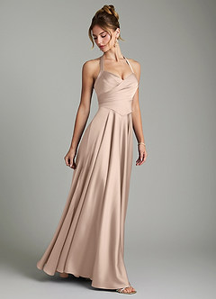 Azazie Tenaya Brautjungfernkleider A-Linie Herzausschnitt Stretch-Satin Kleid Englisches Rosa image6