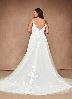 Azazie Rhodes Wedding Dresses Diamond White A-Line V-Neck Sequins Tulle Dress image9