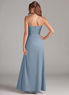 Azazie Aliani Jurken voor bruidsmeisjes Converteerbaar Jurk van Chiffon met Kolom Strapless Stoffig Blauw image3