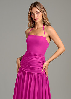 Azazie Vashti Bridesmaid Dresses Fuchsia A-Line Chiffon Dress image6