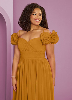 Barbie ♥ Azazie Bridesmaid Dresses Butterscotch A-Line Off the Shoulder Chiffon Convertible Dress image18