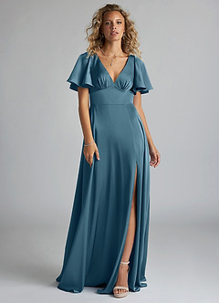 Azazie Kimber Bridesmaid Dresses Bermuda A-Line Ruched Stretch Satin Dress image3