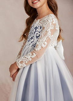 Azazie Elodie Flower Girl Dresses Ivory Stormy Ball-Gown Lace Dress image7