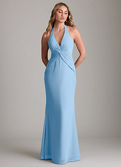 Azazie Valerie Robes de demoiselle d'honneur Robe Sirène en Mousseline de soie Plissée Poudre Bleue image3