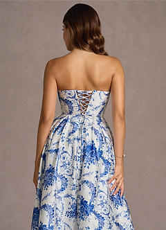 Maxi jurk Velisse Blauw En Wit Bloemenmotief image6