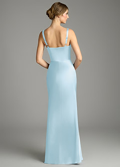 Azazie Alouette Kleider zum Anprobieren zu Hause Meerjungfrau-Linie Plissee Stretch-Satin Kleid Himmelblau image2