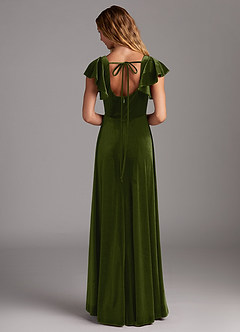 Azazie Bondi Robes de demoiselle d'honneur Robe Trapèze en velours Fente Latérale Olive image6